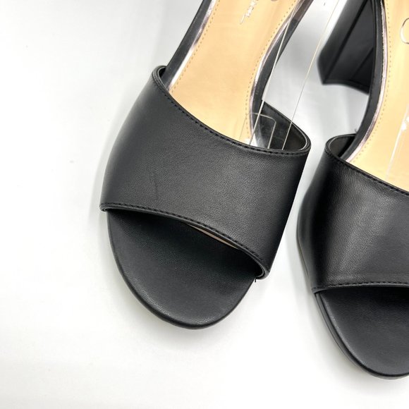 Jessica Simpson Womens Size 11 Black Leather Open Toe Block Heels Sandals Shoes - Picture 4 of 13